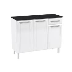Balcão De Cozinha Topázio 3 Portas E 1 Gaveta C/tampo 105cm Branco - Telasul