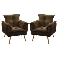 Kit 2 Poltronas Beta Sued Marrom Aradecor
