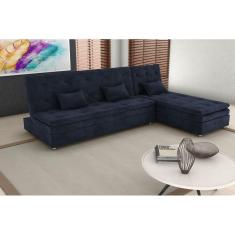 Sofá Cama C/ Chaise Penélope Suede Petroleo B257- Matrix