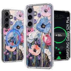 LORYVAN Capa magnética transparente para Samsung Galaxy S24 Plus, 24+ MagSafe, fina, à prova de choque, não amarela, para Galaxy S24+, 6,6 polegadas (transparente)