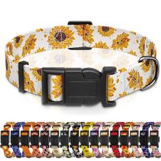 Seyezo Coleira de cachorro, coleira floral para meninos e meninas para cães pequenos, médios e grandes, coleira macia ajustável para animais de estimação com fivela de segurança para machos e fêmeas