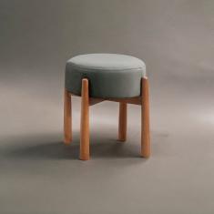 Puff Banqueta Lotus Luxo Madeira Maciça Cinza