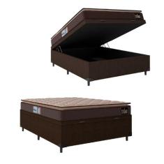 Cama Box Baú Casal Colchão Espuma D33 Pillow Top Millenium 138x188x60c