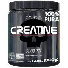 Creatina 100% Pura Monohidratada em pó Black Skull, Sem sabor, 300g