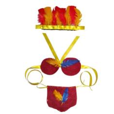 Fantasia índio infantil Brasil indígena Penas Artificiais carnaval índ