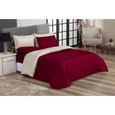 Kit Edredom Casal Queen Jogo de Lençol 06 peças Aconchego Dupla Face C