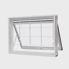 Janela de Aço Maxim-Ar 60x80cm com Grade Quadriculada e Vidro Liso Qualitysol Ramassol