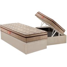 Cama Box Baú Solteiro: Colchão Molas MasterPocket Ensacadas Paropas Marcelly Ibiza + Base crc Suede Clean(88x188)