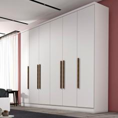 Guarda Roupa Casal 6 Portas de Bater 4 Gavetas Veneza Neve