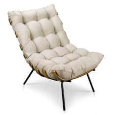 Poltrona Costela Suede Bege D´rossi