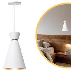 Pendente Lustre Luminária Pequim Branco 30cm - Iluminar Ambiente