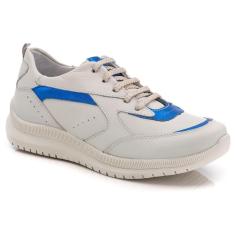 Tênis Feminino Esporte Couro Cadarço Conforto Dia a Dia-Feminino