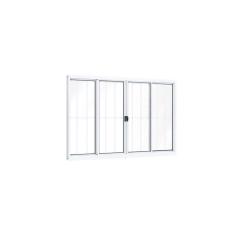 Janela de Correr Alumínio 4 Folhas com Grade Riobras  100cm x 120cm Branco