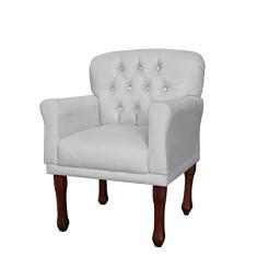 Poltrona Decorativa Anita Pés Luis XV Suede Branco - DS Estofados