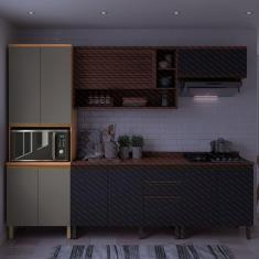 Paneleiro Macadâmia 70cm 4 Portas Para Microondas Freijó/Grafite