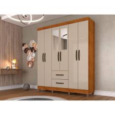 Roupeiro Estrela em MDP com Espelho 6 Portas e 2 Gavetas Sallêto