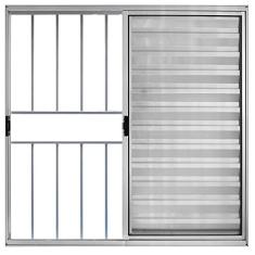 Janela de Alumínio Veneziana 100x100cm 3 Folhas Grade Hale Esquadrias Brilhante