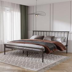 Cama King em Aço Begônia CabeCasa MadeiraMadeira Estanho