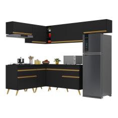 Cozinha Completa De Canto Veneza Gb Mp2069 Com Armário E Balcão Preta