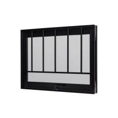 Janela de Aluminio Maxim-Ar 60x80cm com Grade e Vidro Boreal Ultra Ramassol Preto