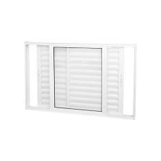 Janela Veneziana Abertura Dupla Premium 3 Folha Vidro Liso 100x120cm Crv Portas e Janelas