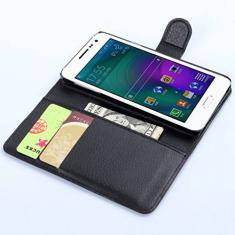 Capa para Samsung Galaxy A3 (2015) – Capa flip carteira de couro PU para Samsung Galaxy A3 (2015), capa de proteção de telefone estilo empresarial, capa com [compartimentos para dinheiro e cartão]