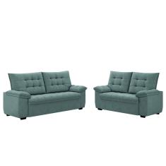 Conjunto de Sofá 2 e 3 Lugares Bertioga Veludo Cinza Luizzi