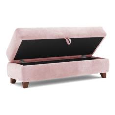 Recamier Calçadeira Bella 1,40m Suede Rosa Bebe - Clique Decorações