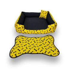 cama de cachorro 70x70cm cama G pets até 15kg+ tapetinho de comedouros
