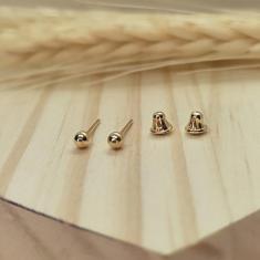 Brinco Bolinha Infantil segundo furo Ouro 18k - Casa das joias online