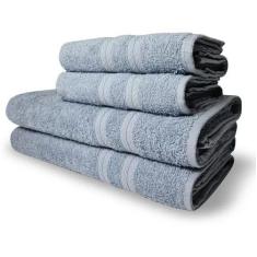Jogo de Toalhas Luxo 4 pçs Itália Soft 2 Banho 2 Rosto Azul - Toalhas 