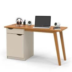 Escrivaninha 1 Porta 1 Gaveta Prism Patrimar Off White/Cumaru