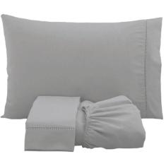 Jogo De Lençol Solteiro Percal 200 Fios 3 Peças - Cinza