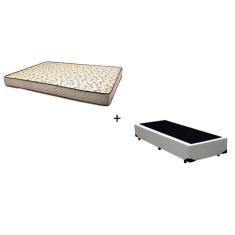 Cama Box Solteiro 88 Tecido Sintético Branco Com Colchão 88 Flórida Bello Box - 100% Espuma - D26 Cinza