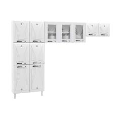 Cozinha Compacta Star New 11 Portas Aço 280cm Branco 3 Peças com 2 Armários e 1 Paneleiro