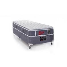 Cama Box + Colchão Castor Solteiro Super Luxo Light Stress One Face Pocket 100x200x54cm