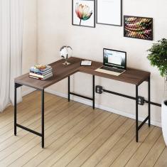 Mesa De Escritório Em L Estilo Industrial 120x140cm Active Nogal/preto