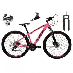 Bicicleta Aro 29 Ksw Xlt 24v Câmbio Shimano Acera K7 Garfo Trava Freio A Disco - Rosa Tam.17