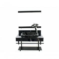 Gabinete Com Cuba Para Banheiro De Vidro Mármore Preto