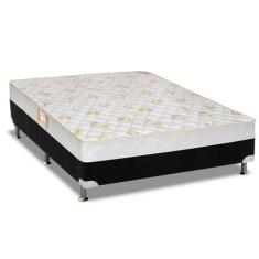 Cama Box Casal: Colchão Espuma Castor D28 Sleep Max + Base CRC Suede B