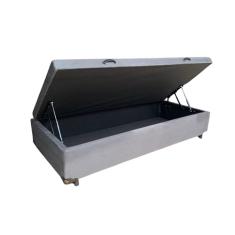 Cama Box Baú Solteirão King Suede Cinza Com Pistão A Gás - Imperium do Sono