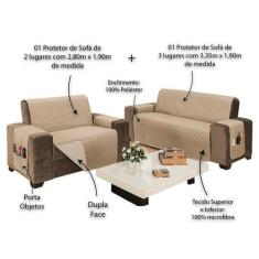 Protetor Impermeável para Sofá 2 e 3 Lugares King - MR, Kaqui/Palha