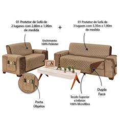 Protetor para Sofá 2 e 3 Lugares Manu King - RT MAGAZINE, Kaqui/Tabaco