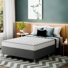 Cama Box com Colchão Viúva Howie Misto D45 (17x128x188) Branco e Cinza