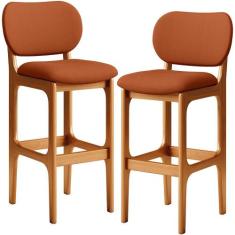 Kit 02 Banquetas Alta Bar Cozinha Sala Jantar Fixa Betta L02 Imbuia Te