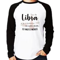 Camiseta Raglan Sou de Libra Manga Longa - Foca na Moda, Branco, Preto