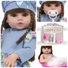 Boneca Tipo Reborn Princesa Corpo de Vinil Pode Dar Banho - Cegonha Re