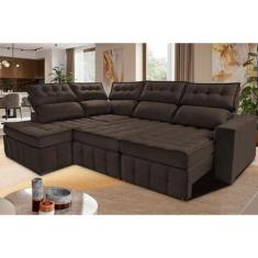 Sofá de Canto Esquerdo 2,65x2,30m Retrátil e Reclinável com Molas Ensa