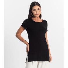 Blusa Básica Alongada Feminina Rovitex Preto, M, Preto