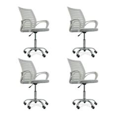 Kit 4 Cadeiras de Escritório Diretor Roma Oficial Branco - Oficial Web